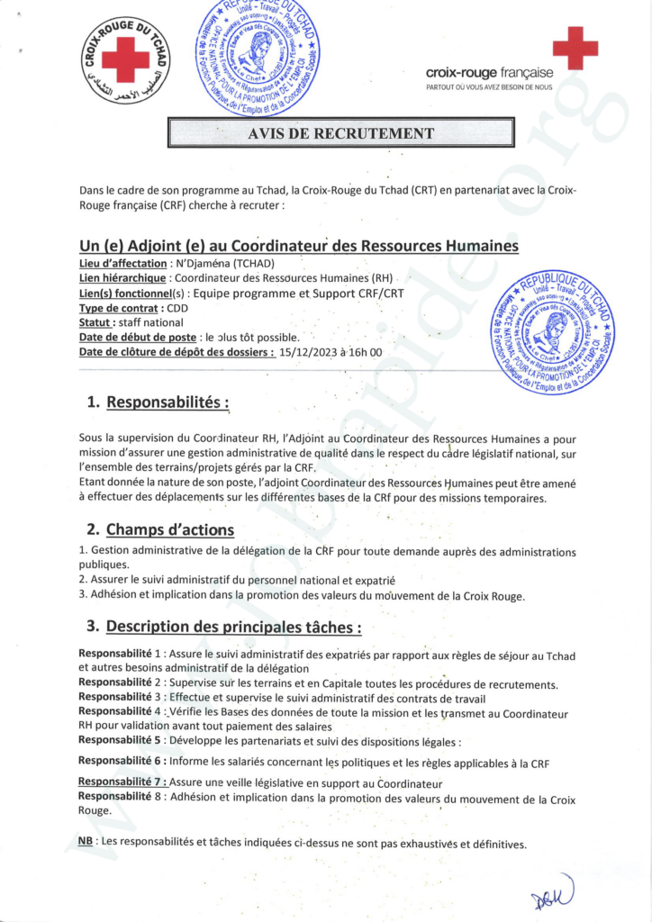 La Croix Rouge Du Tchad CRT En Partenariat Avec La Croix Rouge