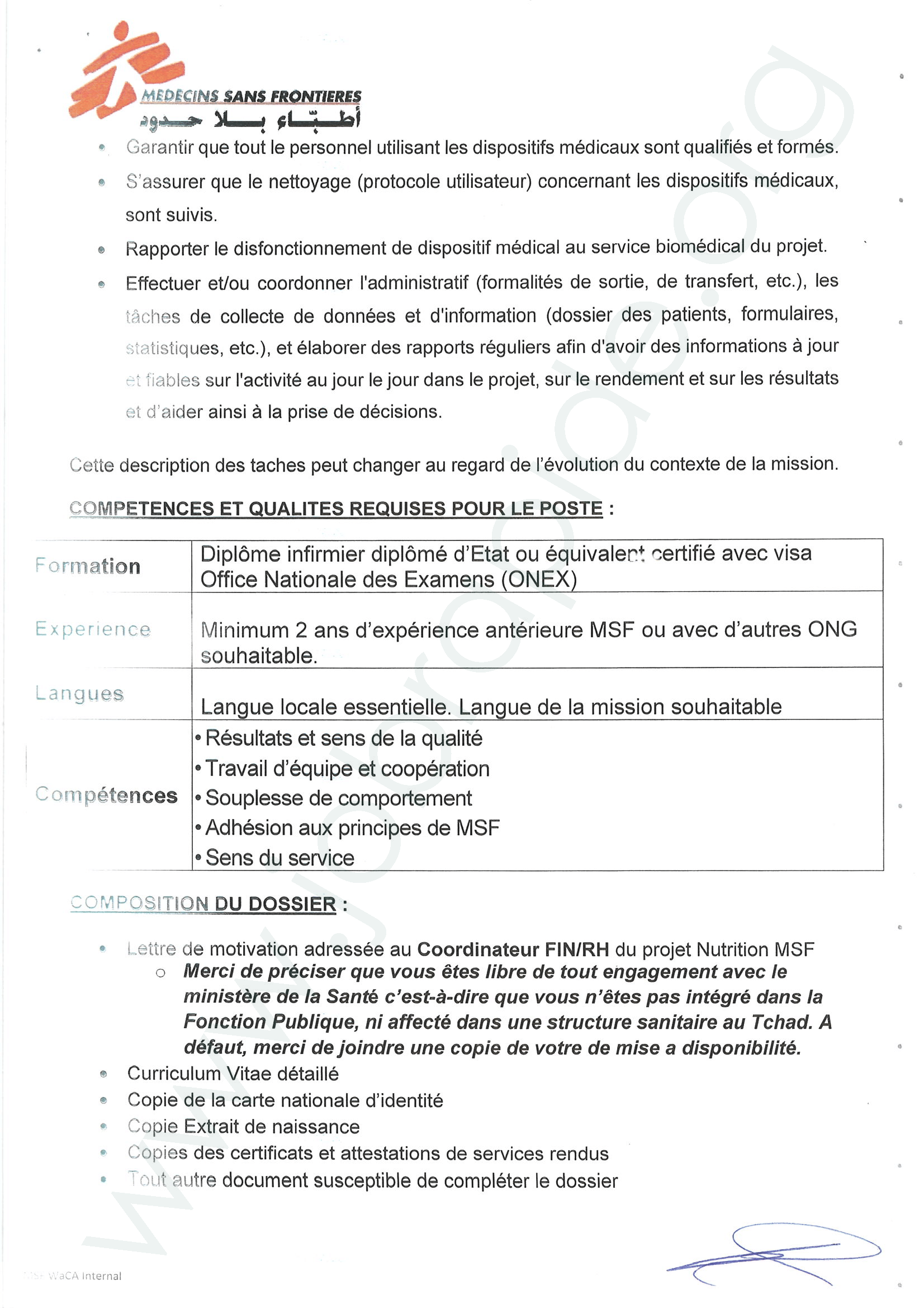 M Decins Sans Fronti Res Recrute Un E Infirmier Re Superviseur Se