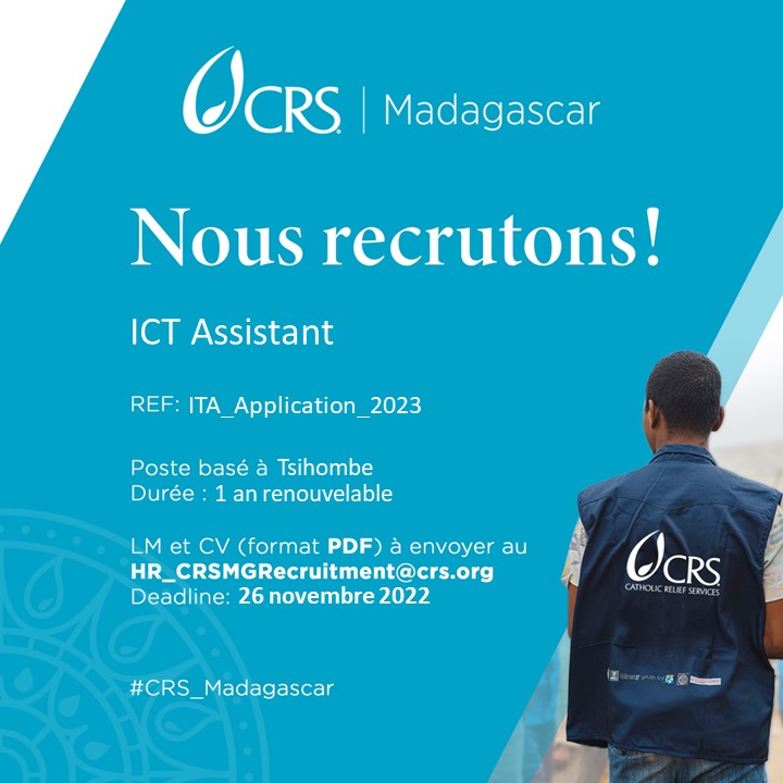 Catholic Relief Services (CRS) recrute un assistant en technologie d’information et