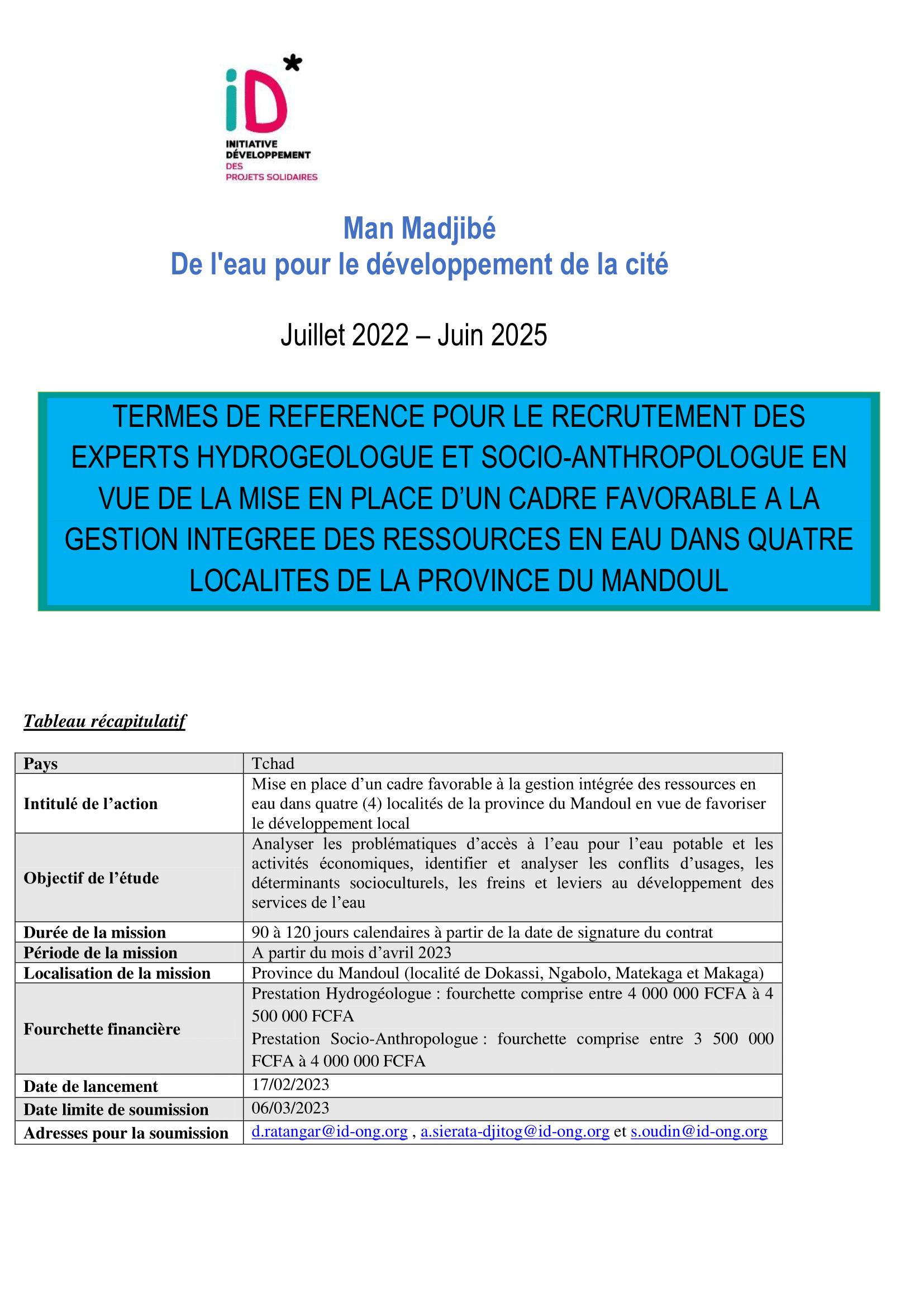 Accueil - Initiative Développement - ONG