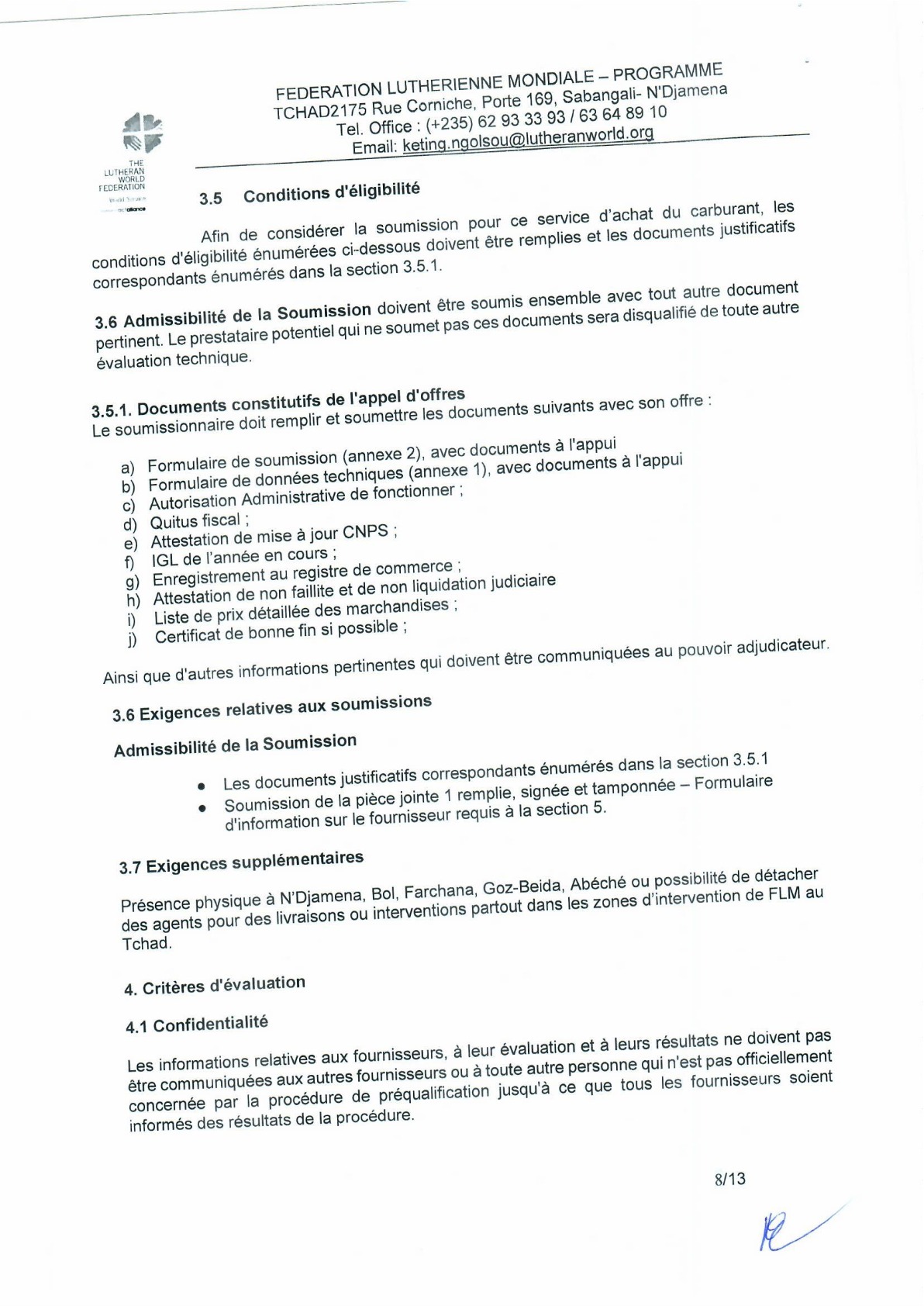 La Fédération Luthérienne Mondiale Lance Un Avis Dappel à Manifestation Dintérêt Pour La Pré 